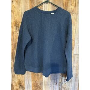 Orvis Womens Large Blue Textured Knit Pullover Crewneck Sweater